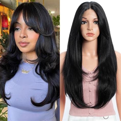 Joedir Hair Synthetic Lace Front Wig For Women Long Layered Hair Wig With Curtain