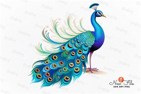 Beautiful Peacocks Watercolor Clipart Illustration Par Crafticy · Creative Fabrica