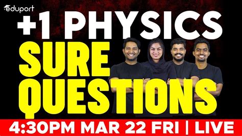 Plus One Physics Public Exam Sure Questions Eduport Plus One YouTube