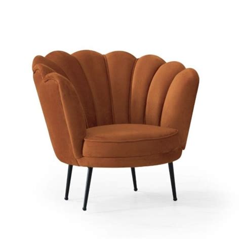 Fauteuil Coquille Recouvert De Velours Rouille Orel