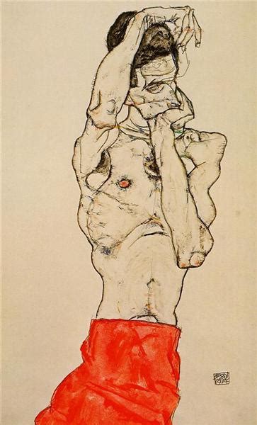 Standing Male Nude With A Red Loincloth 1914 Egon Schiele WikiArt Org