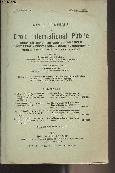 Revue générale de droit international public Tome 78 Juil sept