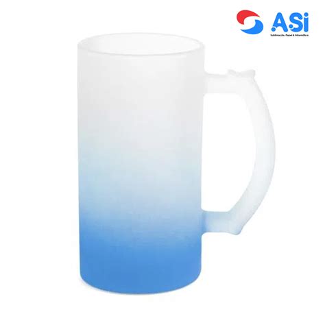 Caneca De Vidro Jateada Importada Degrad Azul Claro Oz Ml Asi