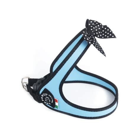 Tre Ponti Fiocco Pois Harnais Fashion Avec Clip Pour Petit Chien Bleu