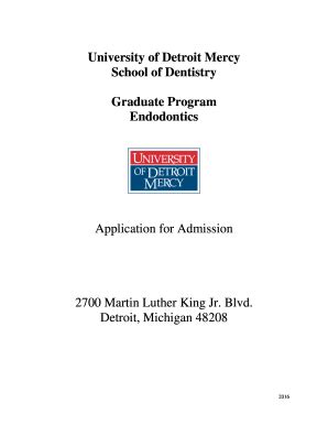 Fillable Online Dental Udmercy University Of Detroit Mercy School Of