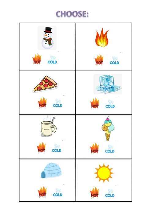 Opposites Hot And Cold Worksheet Twisty Noodle Worksheets Library