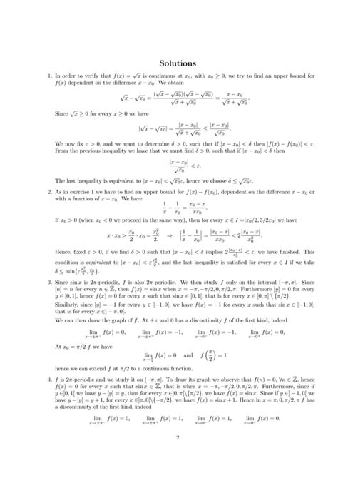 Continuity Of Functions By Graph Exercises With Detailed Solutions Pdf