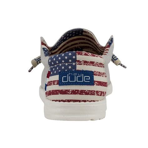 Hey Dude Mens Wally Off White Patriotic Clearys Shoes And Boots