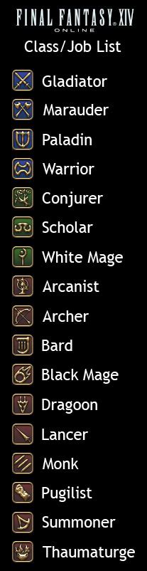 Ffxiv Class Job Icon Cheat Sheet [fixed] Ffxiv Warrior Class Jobs Black Mage Video Game