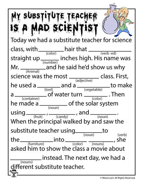 Mad Libs Fourth Grade