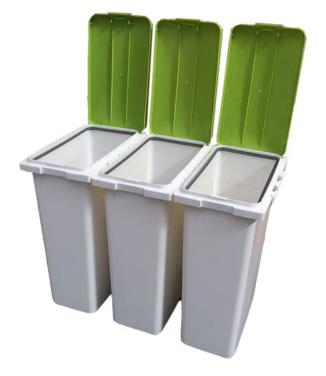 3 X 30 Litre Interlocking Wasterecyclelaundry Sorting Plastic Bins