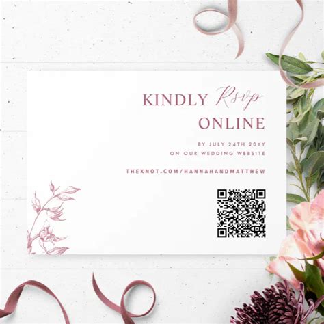 Burgundy And White Elegant Qr Code Rsvp Wedding Enclosure Card Zazzle