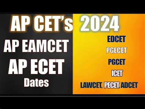 Ap Entrance Exam Dates Eapcet Eamcet Ecet Edcet Icet Pgcet Lawcet