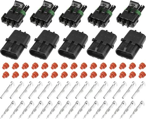 Amazon X AUTOHAUX 5 Kit 3 Pin Way Waterproof Electrical Connector