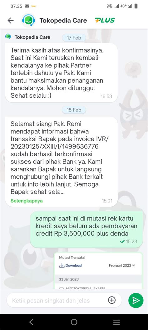 Masalah Pembayaran Tagihan Kartu Kredit Melalui Tokopedia