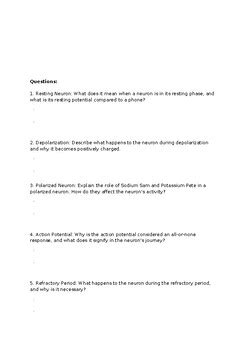 Neuron Firing Worksheet By Mr Hewitt Tpt