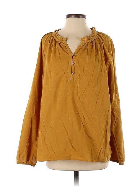 J Jill Solid Yellow Gold Long Sleeve Blouse Size M Tall 76 Off