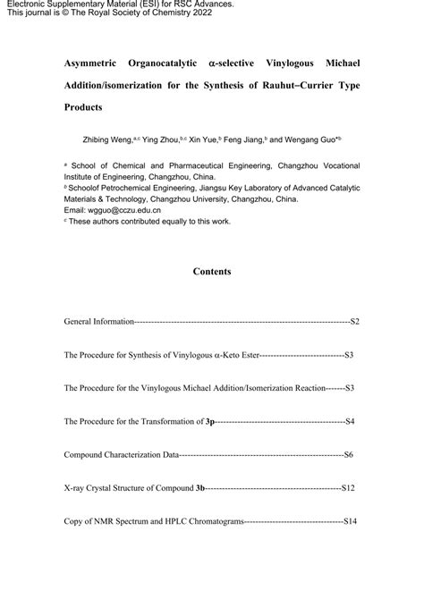 Pdf Regioselective Addition Of Vinylogous Ketoester Enolate In