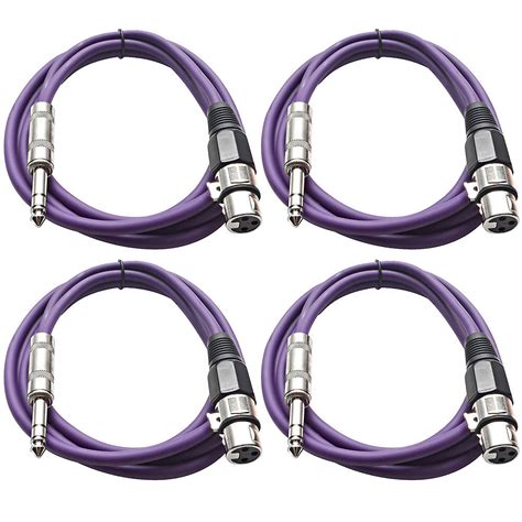 Seismic Audio SATRXL F6 4PURPLE 1 4 TRS Male To XLR Female Reverb