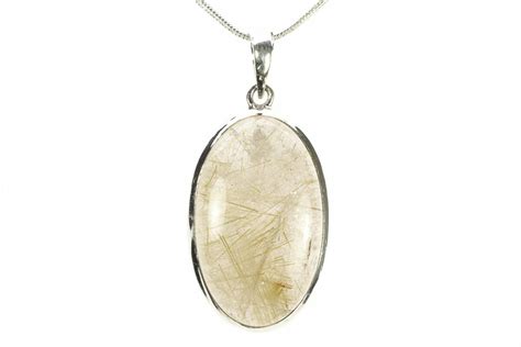 Glassy Rutilated Quartz Pendant Sterling Silver