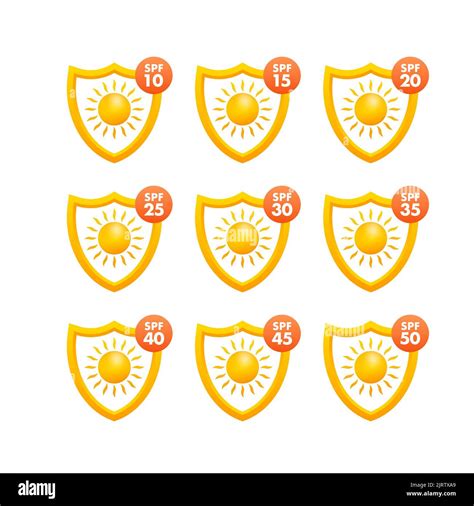 Set Of Simple Flat SPF Sun Protection UV Protection Vector Stock