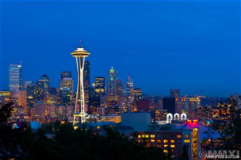 Seattle Skyline At Night Armin Ausejo Photography