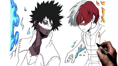 How To Draw Dabi Vs Todoroki Step By Step My Hero Academia Youtube