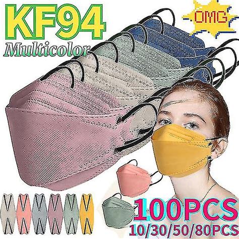 10 30 50 80 100pcs Kf94 Mascarillas Fpp2 Masks Morandi Gray Black