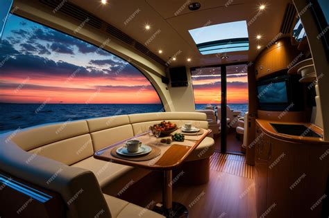 Premium AI Image | Luxury motoryachts interior at dusk