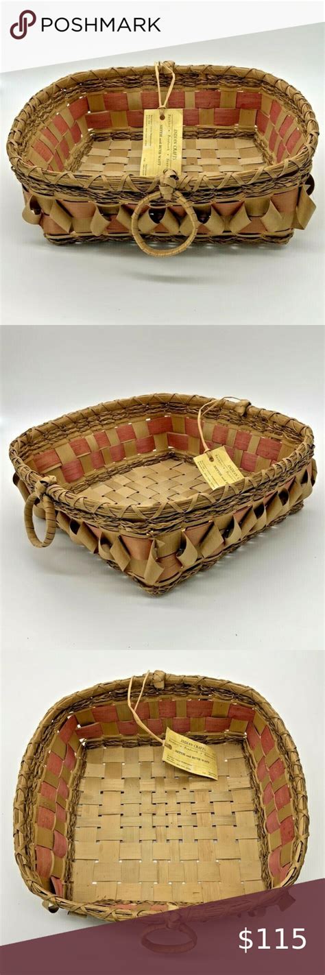 Vintage Original Native American Seneca Tribe Woven Basket By Nettie