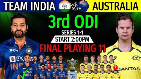 India Vs Australia 3rd ODI Match 2023 Date Time Venue Playing 11