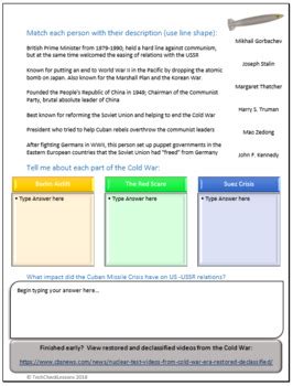 World History The Cold War Webquest Editable Digital Activity