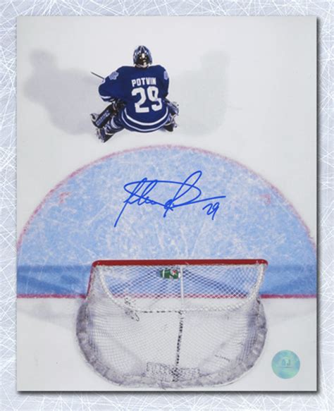 Felix Potvin Toronto Maple Leafs Autographed Overhead Goal Crease 8x10