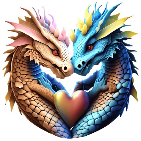 Dragon Hug A Digital Graphic Of Affectionate Dragons Embracing