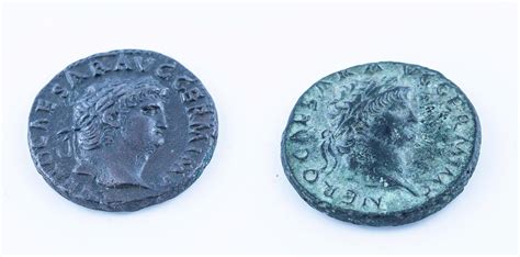 2 Roman Empire Nero Ae As Coins Auction