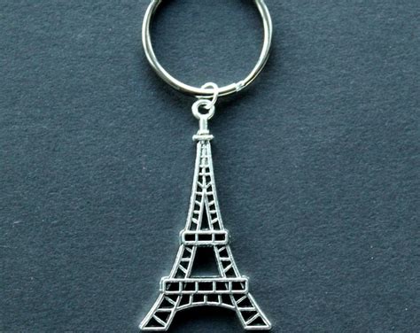 Eiffel Tower Keychain Silver Eiffel Tower Charm Keyring Etsy