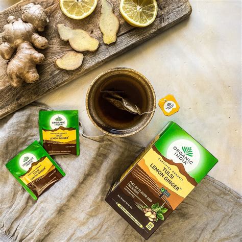 Tulsi Lemon Ginger Tea Bags Organic India Ayurshop