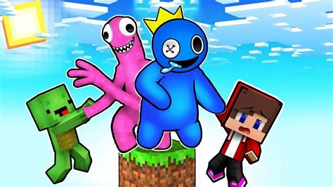 Rainbow Friends Vs One Block Skyblock Minecraft Gameplay By Mikey And