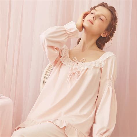 Free Shipping 2016 New Autumn Womens Princess Pink Pajamas Pants Set