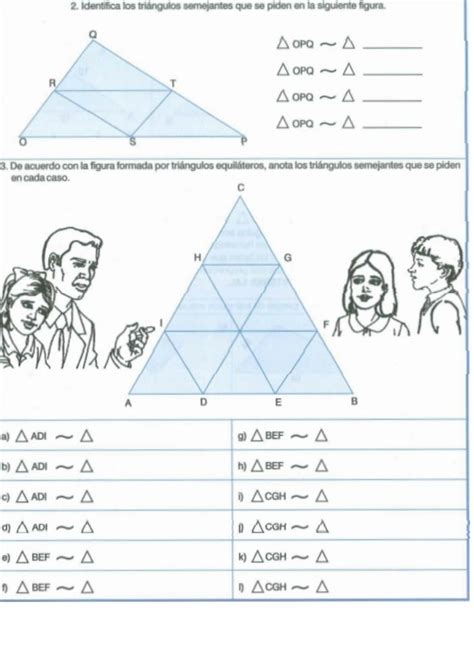 Solved 2 Identifica los triángulos semejantes que se piden en la