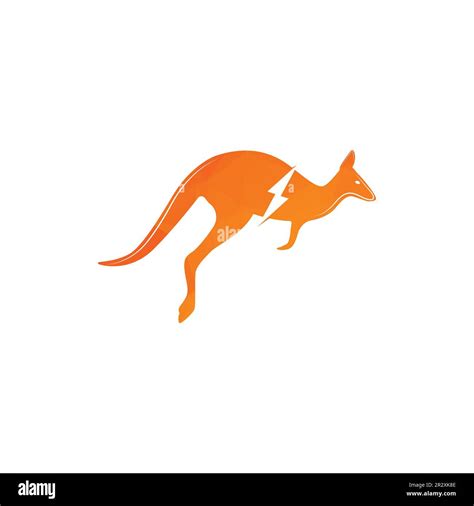 Kangaroo Jumping Logo Template Vector Illustration Cut With Lightning