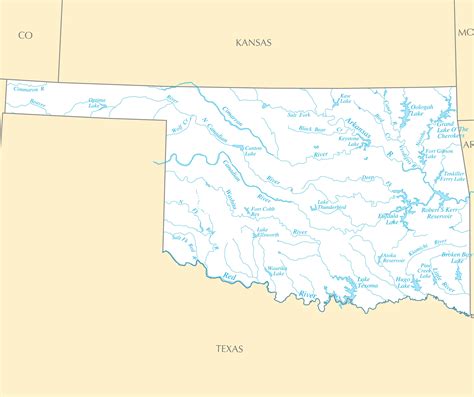 Oklahoma Rivers And Lakes - MapSof.net