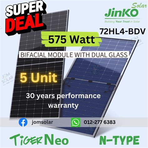 5 Units Jinko Solar 585w N Type Monocrystalline Solar Panel Tier 1