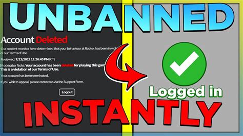 How To Get Unbanned From Roblox Works On Any Account Youtube