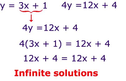 Infinite Solutions Of System Of Equations By Substitution Method