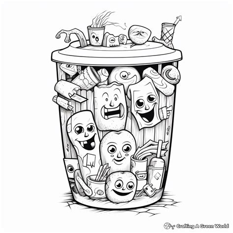 Garbage Can Coloring Pages