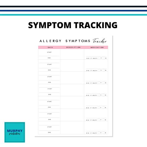 Printable Allergy Symptom Tracker Medication Planner Printable Health Tracker Allergy Severity