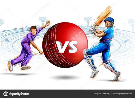 Batsman And Bowler Playing Cricket Championship Sports Stock Vector By