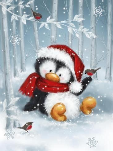 Penguin 1 Giclee Print MAKIKO Art Christmas Paintings