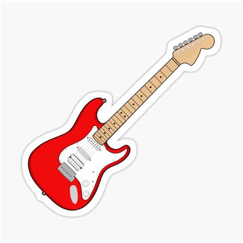 Red Electric Guitar Pattern Sticker For Sale By Arcticjungle Redbubble